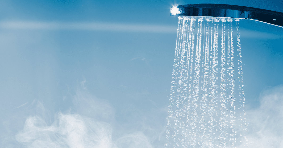 A close-up view of soft water coming from a shower head.