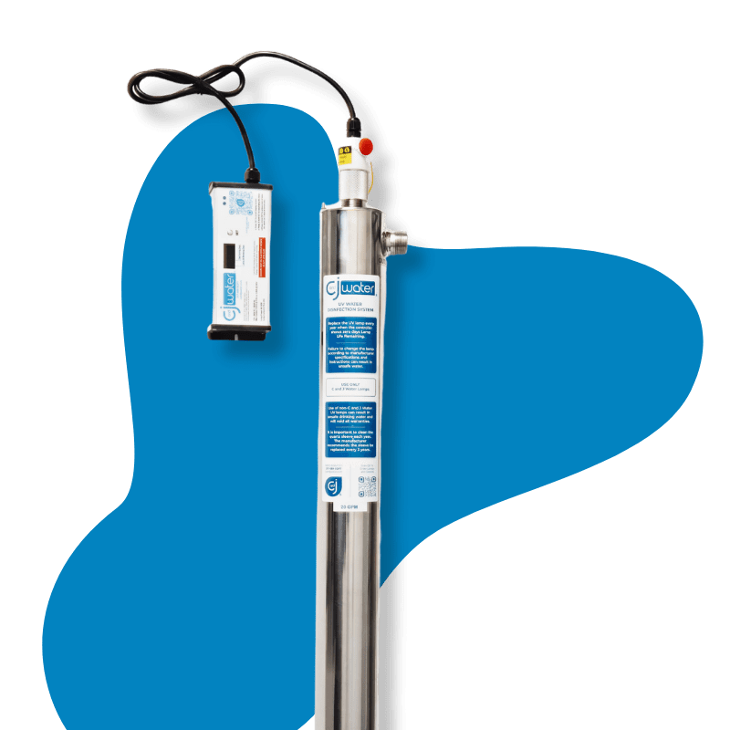UV light bacteria removal system from C and J Water installed in a residential water system