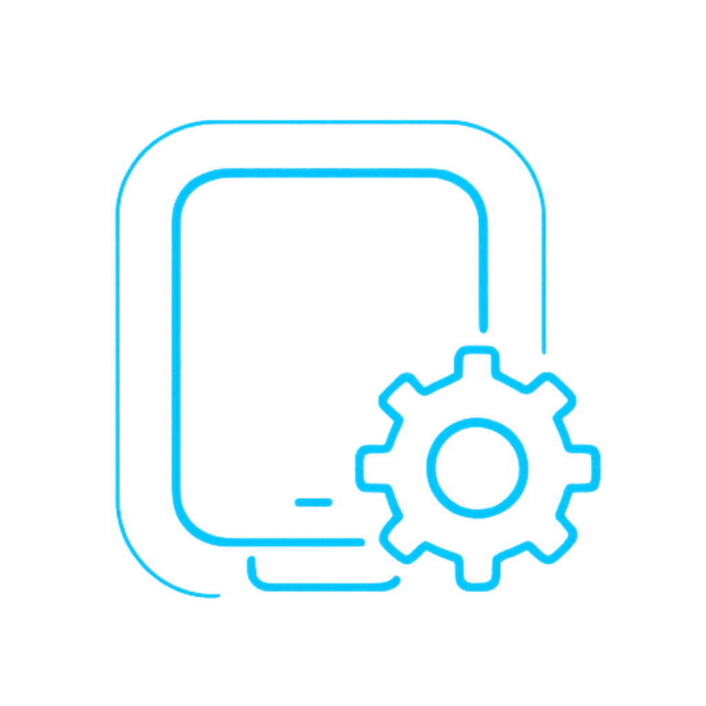 Device with gear icon.