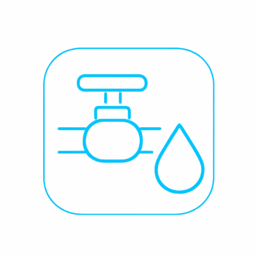 Water valve icon with droplet.