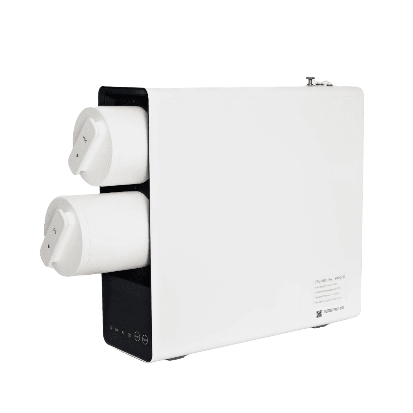 White countertop water filter with two cartridges.