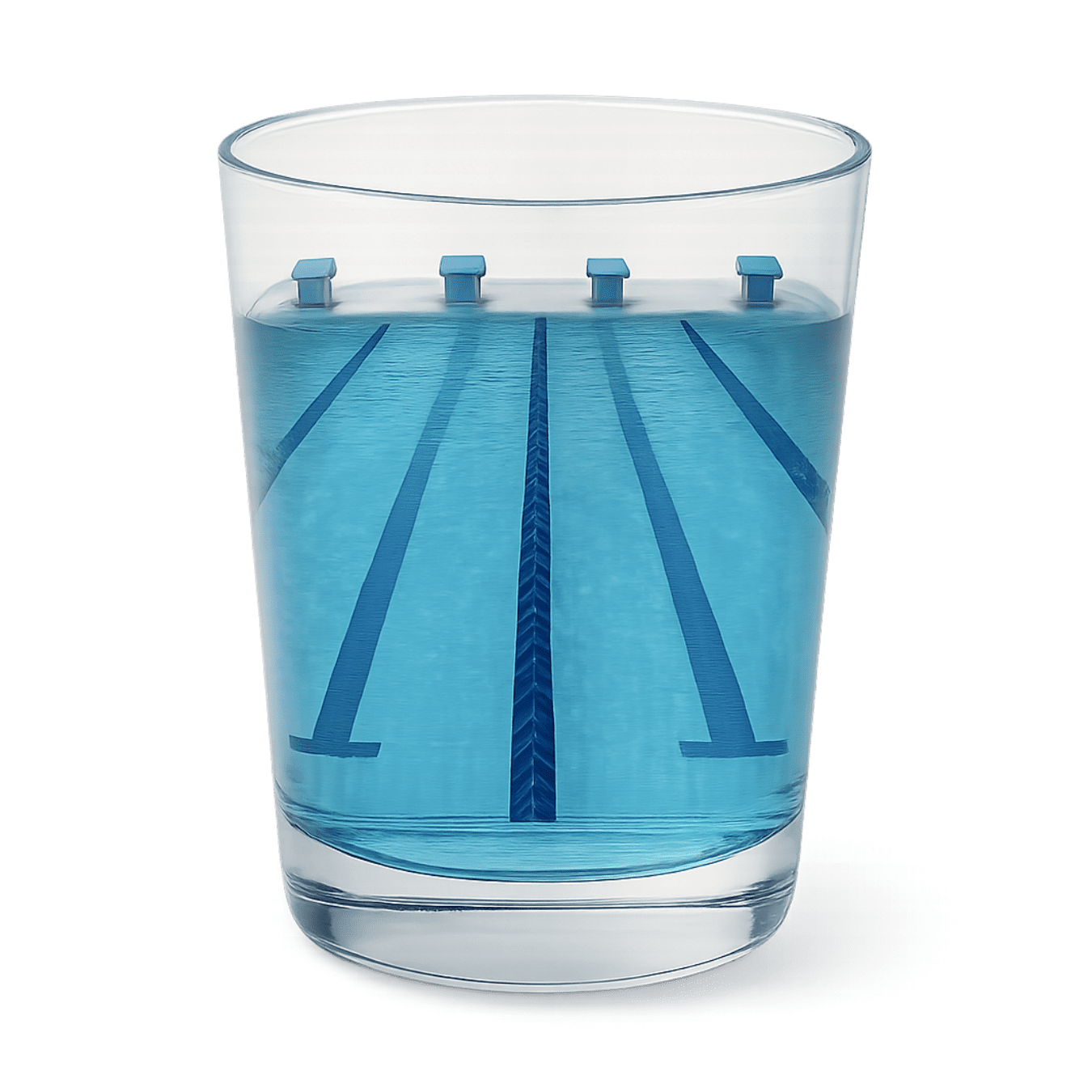 Glass of water like a swimming pool.